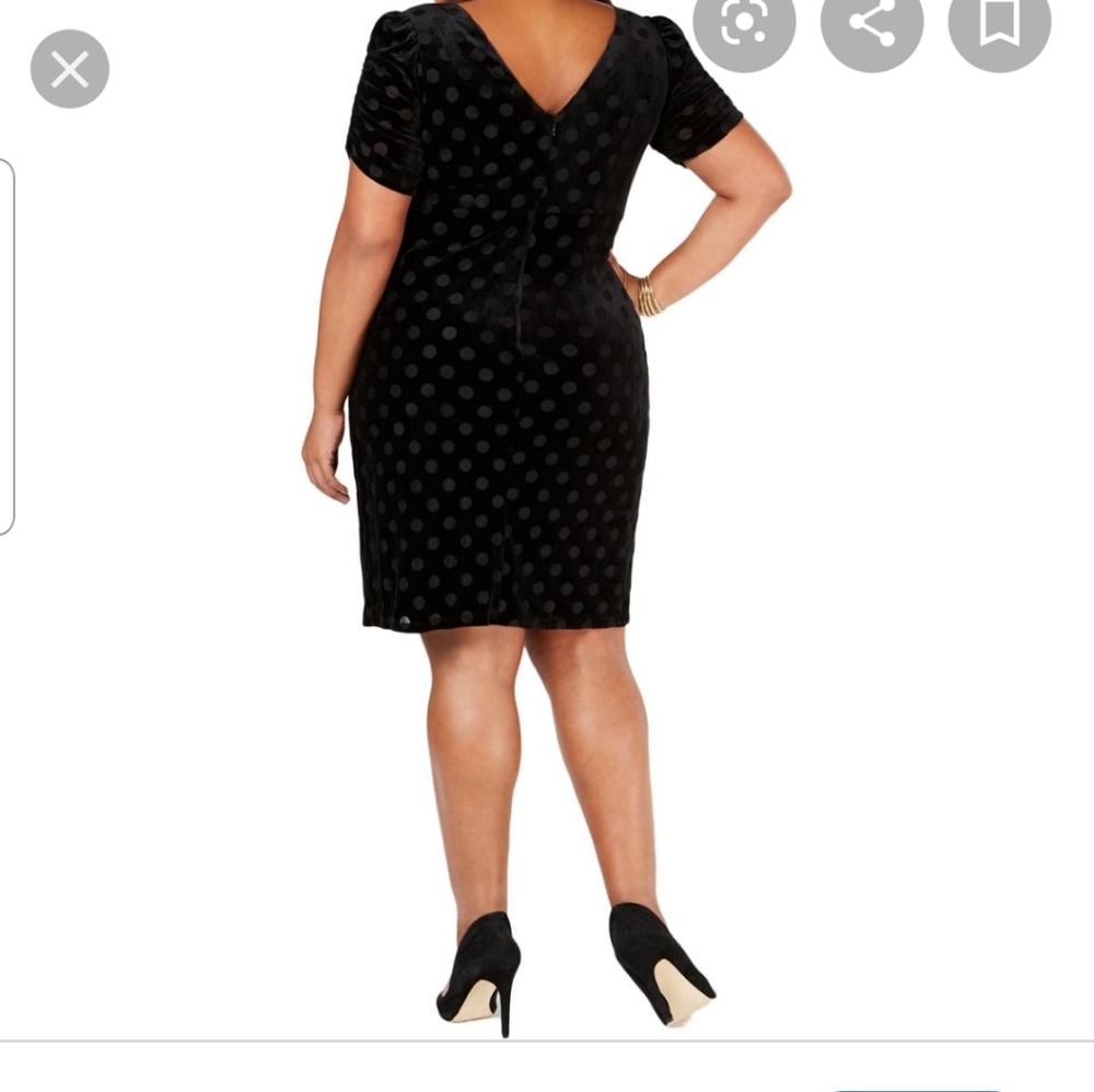 Betsey Johnson Womans Plus Velvet Dot sheath dress - Picture 2 of 7